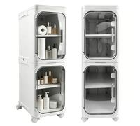 Armoire de rangement pliable mince pour salle de bain, ABS, étanche, autonome, étroite, avec porte à joint magnétique, étagères amovibles et roues verrouillables, unité de rangement portable peu