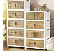Armoire de rangement pliante à roulettes de grande capacité de 60 cm/2 couches, armoire de rangement en plastique durable, facile à assembler, adaptée au salon, à la chambre et à la cuisine, étagères