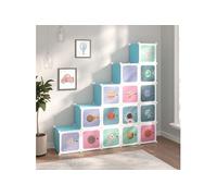 vidaXL Armoire de rangement pour enfants avec 15 cubes Bleu PP 340576