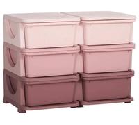 Armoire de rangement pour enfants avec 6 tiroirs, idéale pour les jouets. Couleur : rose et violet. Dimensions : 37 x 275 x 56,5 cm