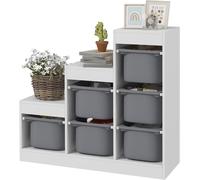 Armoire de rangement pour jouets - Organisateur de jouets - Rangement pour chambre de jeux - 6 bacs amovibles - 90 cm de hauteur - Gris