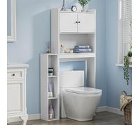 Armoire de rangement pour machine à laver avec 2 portes - Armoire de salle de bain blanche de 20x84x160 cm avec étagère réglable et compartiment latéral, 6 compartiments pour buanderie, toilettes et s