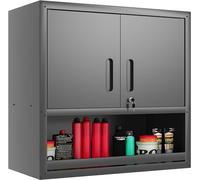 Armoire de rangement pour outils métalliques, avec 1 étagère réglable, en acier laminé à froid, hauteur 77 cm, dotée d'une porte fermant t d'un tiroir ouvert – idéale pour un garage, un entrepô