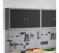 Armoire de rangement pour outils, noire et grise, en acier et en matériau composite, dimensions : 100 x 20 x 55 cm, 3 étagères réglables, 2 serrures à gâche, idéale pour l'atelier, le garage, la cave,
