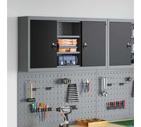 Armoire de rangement pour outils, noire et grise, en acier et en matériau composite, dimensions 100 x 20 x 55 cm, 6 compartiments réglables, verrouillable, idéale pour l'atelier, le garage et le stock