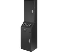 Armoire de rangement pour salon, poste de coiffure pour salon de coiffure, ensemble de poste de coiffure, avec 3 supports pour sèche-cheveux, armoires et un tiroir, noir