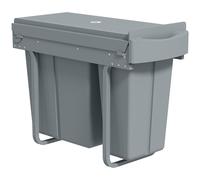 Armoire de rangement pour système de tri des déchets, poubelle coulissante pour cuisine avec 2 bacs, conteneur à déchets en métal, gris | Système de fermeture en douceur | 30 L (20 + 10 L) | 52 x 26 x
