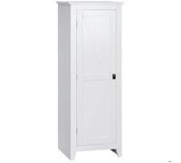 HOMCOM Meuble salle de bain armoire de cuisine compacte style classique avec 3 étagères réglables en hauteur MDF blanc Aosom France