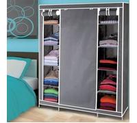 Armoire de rangement - XXL - Gris - Penderie à trois portes - Grande capacité