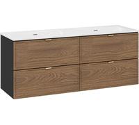 Armoire De Salle De Bain 120 Cm Avec Double Lavabo Blanc Mat