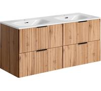 Armoire De Salle De Bain 120 Cm En Chêne Wotan Avec Double Lavabo