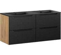Armoire De Salle De Bain 120 Cm Noir Mat 3D Avec Double Lavabo Sky Loft