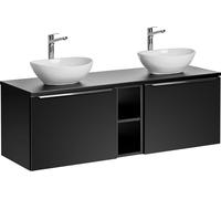 Armoire De Salle De Bain 140 Cm Noire 2X60 Avec Lavabos À Poser