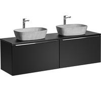Armoire De Salle De Bain 160 Cm Noire 2X80 Avec Lavabos À Poser