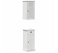 Armoire de salle de bain - 2 pièces - vidaXL - bois de pin massif - blanc et blanc - blanc et blanc antique - montage mural 787del54