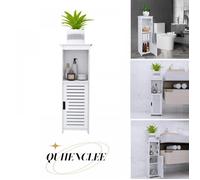 Armoire de salle de bain, 26*20*75cm, porte simple, blanc, Organiseur de salle de bain, QUIIENCLEE