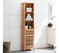 vidaXL Armoire de salle de bain Colonne – Bois massif de noyer Marron – Avec tiroir et porte