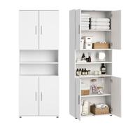 Armoire de salle de bain - 6 compartiments - Meuble de rangement polyvalent - 70x35x187 cm - Colonne de rangement - Blanc