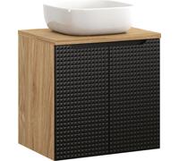 Armoire De Salle De Bain 60 Cm Avec Plan De Travail Et Lavabo Smile Noir Mat 3D