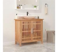 vidaXL Armoire de Salle de Bain, Placard de Rangement, Meuble sous Lavabo, Colonne de Toilette Intérieur, Marron Bois Massif de Noyer
