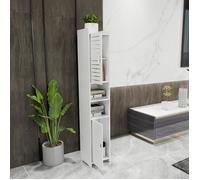 Armoire de salle de bain à double porte-PP Board-Deux compartiments-Save Space-Blanc-26*22*118cm-XJING