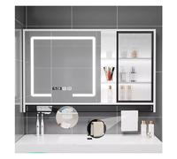 Armoire de salle de bain à LED avec miroir mural avec éclairage - Design élégant blanc - Avec porte-serviettes - Miroir de maquillage moderne - Dimensions : B 150 x H 75 cm