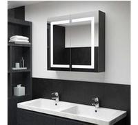 vidaXL Armoire de salle de bain avec miroir et LED Toilettes Meuble de rangement Étagère pour lavabo robuste 80 x 12,2 x 68 cm