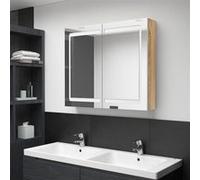 vidaXL Armoire de salle de bain à miroir à LED Blanc et chêne