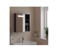 Armoire de salle de bain à miroir avec LED gris 45x13x52 cm, armoire de toilette avec miroir, armoire murale avec 357966