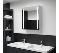 Armoire de salle de bain à miroir LED 60x14x62 cm Blanc G