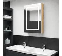 vidaXL Armoire de salle de bain à miroir LED 50x13x70 cm Blanc et chêne