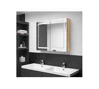 vidaXL Armoire de salle de bain à miroir LED Chêne 80x12x68 cm