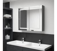 vidaXL Armoire à Miroir de Salle de Bain LED Gris