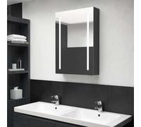 Cabinet de Miroir de Salle de Bain LED Bandes LED Doubles 3 Étagères Rangement 89x14x62 cm Noir