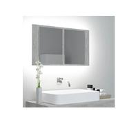 Vidaxl Armoire De Salle De Bain À Miroir À Led Gris Béton 80x12x45 Cm