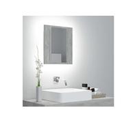 Armoire de salle de bain à miroir LED Gris béton Acrylique