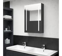 Armoire de salle de bain à miroir LED noir brillant 50x13x70 cm Noir brillant G