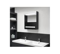 vidaXL Armoire de salle de bain à miroir LED noir brillant 50x14x60 cm