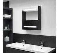 Armoire de salle de bain à miroir LED noir brillant 50x14x60 cm noir brillant G