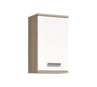 Forte Armoire de Salle de Bain Suspendue Blanc et Chêne Sonoma 1 Porte - 68.8 x 40.2 x 29 cm - VERIS