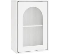 Armoire de salle de bain - Armoire murale - Armoire suspendue - Porte vitrée - Étagère réglable - Panneau en bois laqué - Blanc