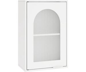 Armoire de salle de bain - Armoire murale - Armoire suspendue - Porte vitrée - Étagère réglable - Panneau en bois laqué - Blanc