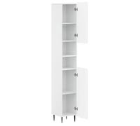 Armoire de Salle de Bain avec Étagère Ouverte ZWOLLE - vidaXL - Blanc brillant - 30x31x189 5cm - bois d’ingénierie 652048