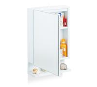 Relaxdays, Blanc Armoire de Toilette 1 Porte Miroir 3Tablettes Prise Courant Meuble Mural Placard SDB, 55x35x12 cm, HLP 55 x 35 x 12 cm