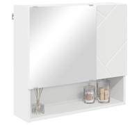 Armoire de salle de bain avec miroir - 59 x 17 x 55 cm - Blanc brillant - En bois résistant à l'humidité - Avec 2 portes à charnières et grand espace de rangement - Pour petites et grandes salles de
