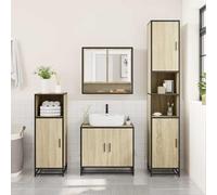 Armoire de salle de bain avec miroir 65 x 20 x 60 cm, matériau en bois de chêne Sonoma avec cadre en métal, montage mural, résistant à l'humidité, capacité de charge de 60 kg, surface miroir claire