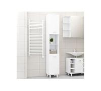 vidaXL Armoire de Salle de Bain, Meuble de Rangement avec Compartiment, Armoire de Toilette Maison Intérieur, Blanc Bois d’Ingénierie