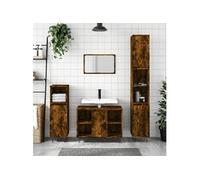 vidaXL Armoire de salle de bain Colonne 2 compartiments avec étagère et pieds – Chêne fumé
