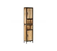vidaXL Armoire de Salle de Bain, Colonne de Toilette avec Poignée, Meuble de Rangement Intérieur, Rustique, Fer et Bois de Manguier 3217113 Marron G