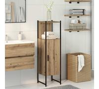 Armoire de Salle de Bain Colonne Placard Rangement Toilette Chêne Fumé vidaXL